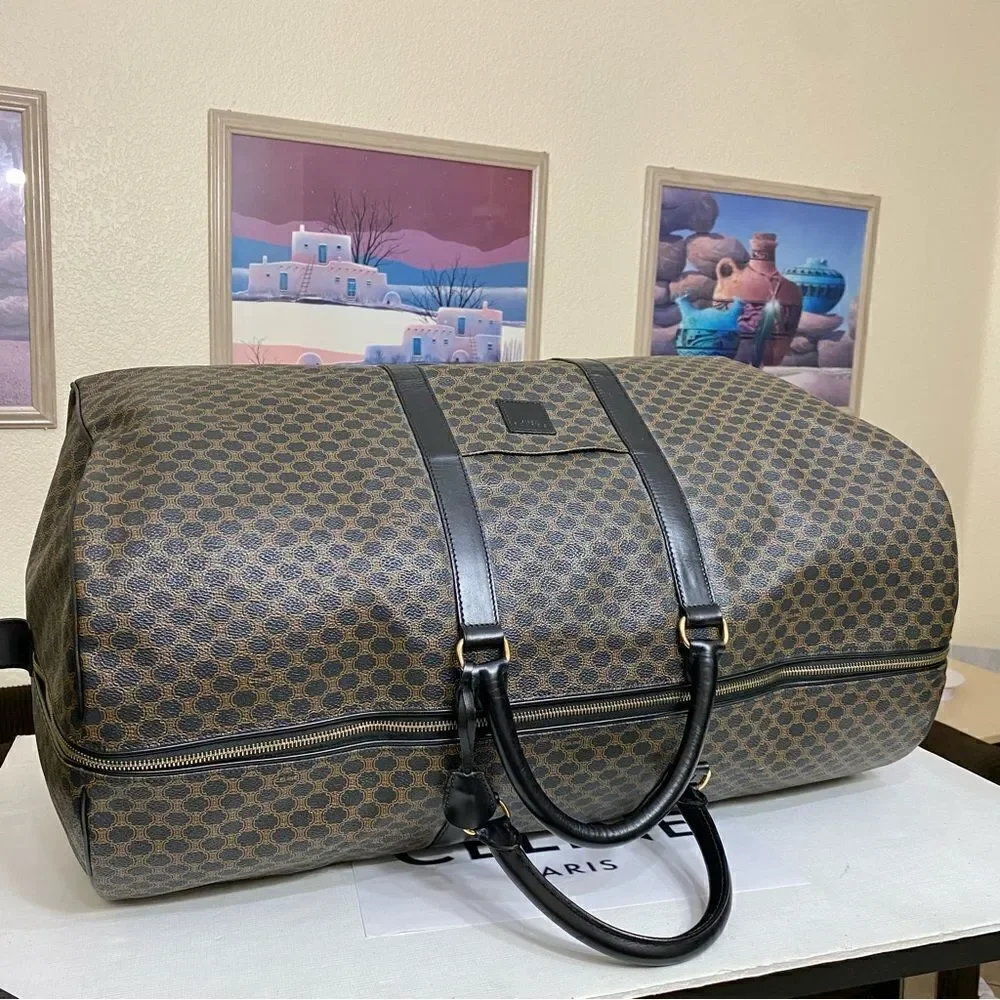 CELINE Black Brown Pvc Leather Travel Bag 🧳 MC98/2